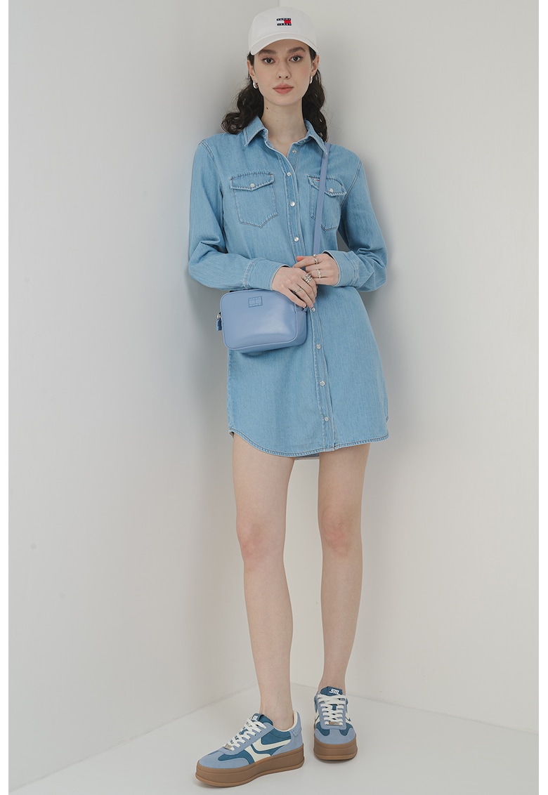 Oferte la Rochie scurta din denim cu croiala dreapta si nasturi