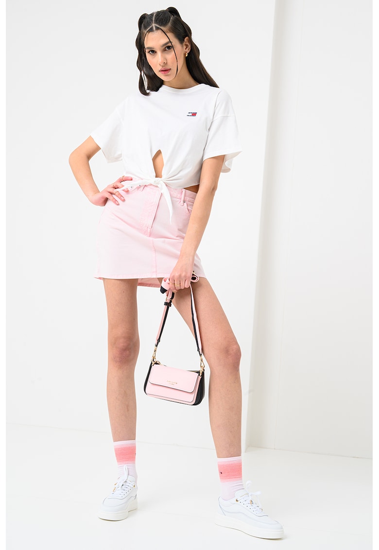 Oferte la Tricou crop cu decolteu la baza gatului