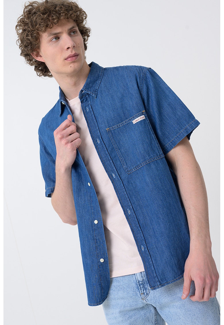 Oferte la Camasa din denim cu maneci scurte