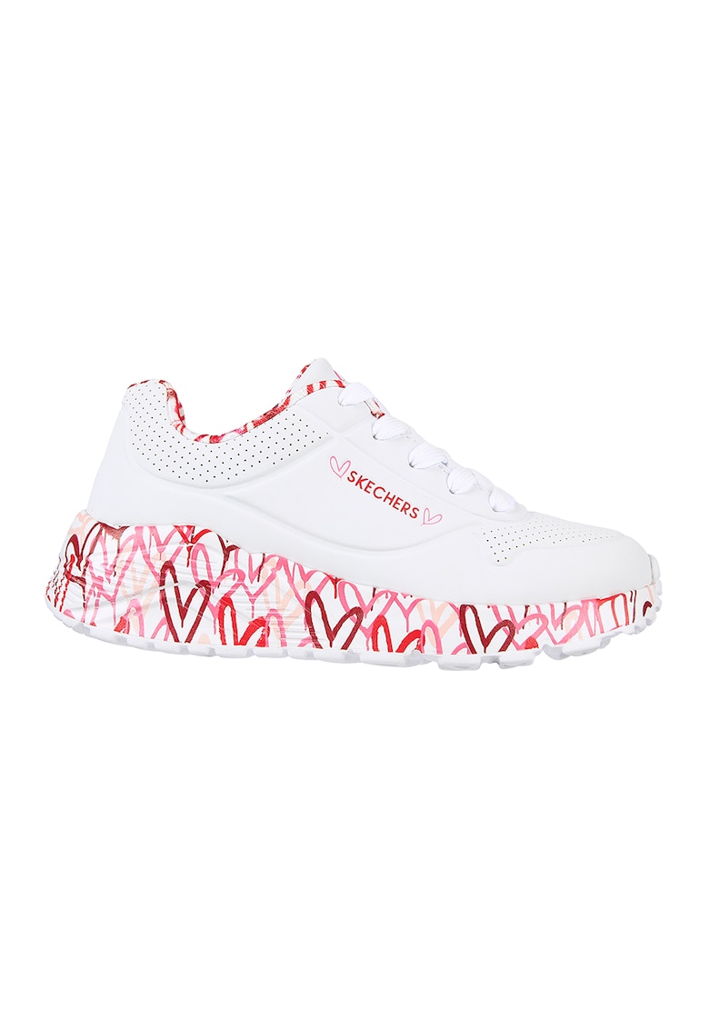 Pantofi sport de piele ecologica Uno Lite - Lovely Luv - Rosu/Alb optic
