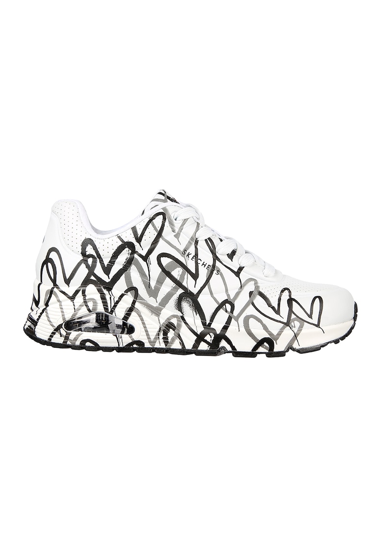 Pantofi sport cu talpa wedge Uno Spread The Love - Alb/Gri