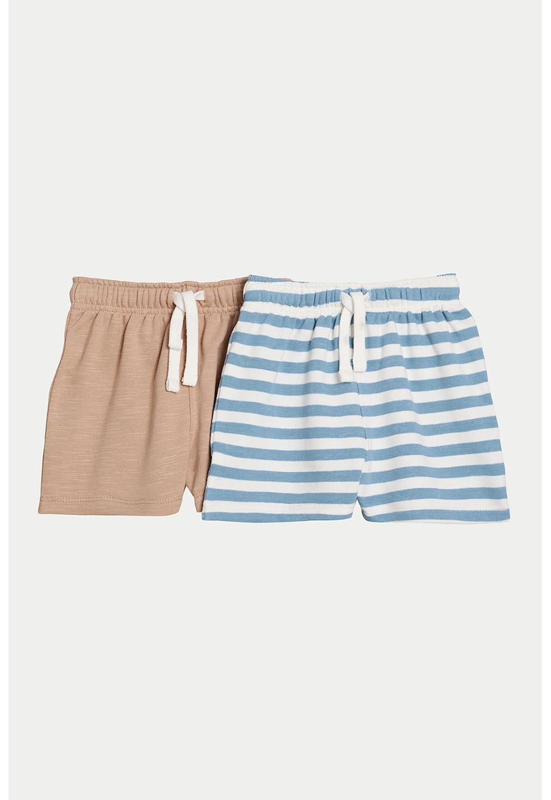 Oferte la Set de pantaloni scurti cu snur - 2 perechi - Maro taupe/Albastru deschis