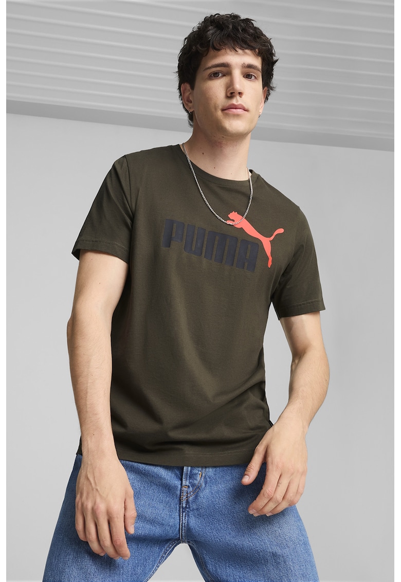 Tricou de bumbac cu imprimeu logo Essentials+2 - Verde padure