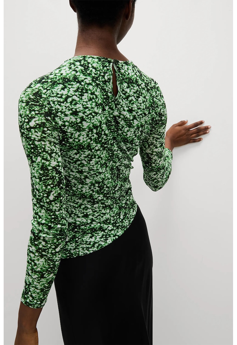 Oferte la Bluza asimetrica cu snur - Verde/Alb murdar