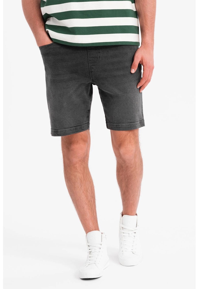 Blugi scurti cu talie ajustabila - Gri inchis