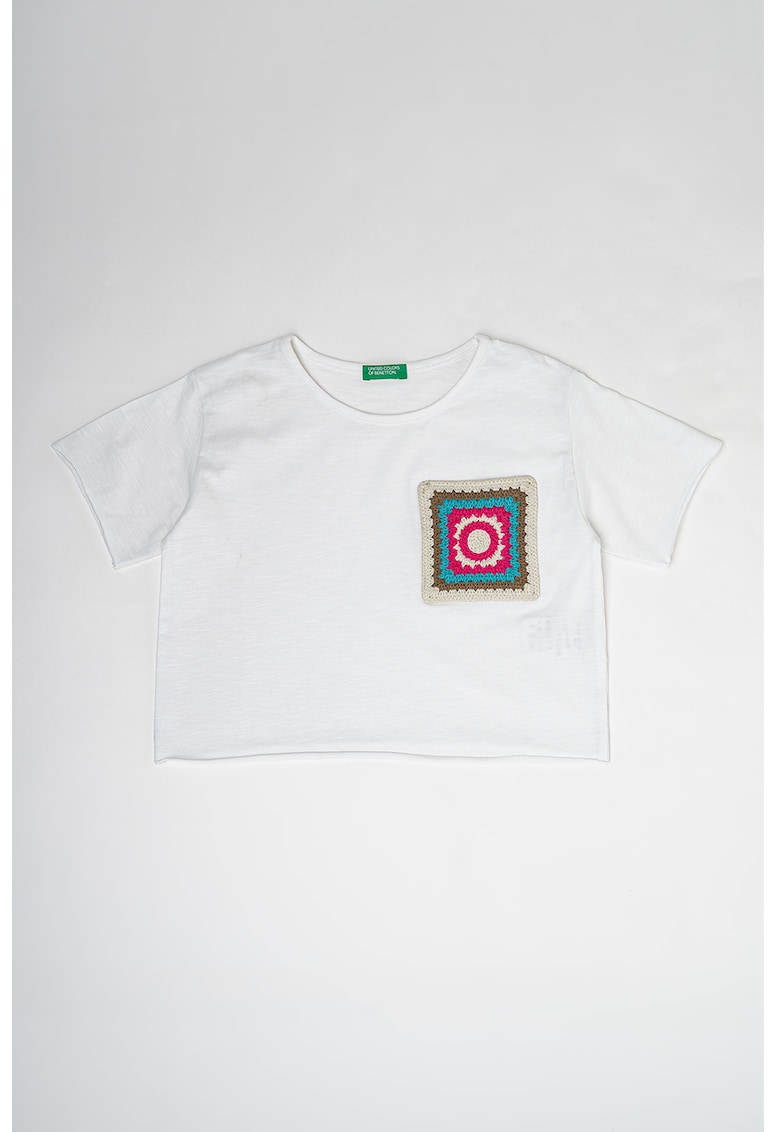 Tricou cu garnituri crosetate de dantela - Alb