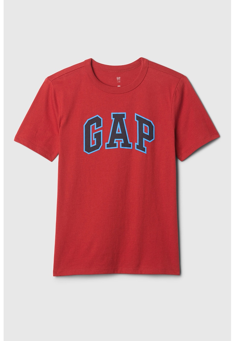 Tricou din bumbac cu imprimeu logo - Rosu/Albastru