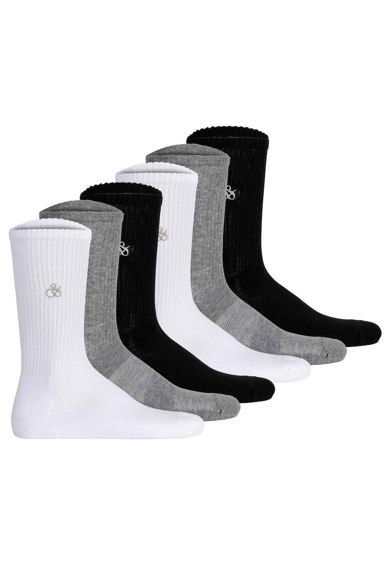 Set de sosete lungi - 6 perechi - Alb/Negru/Gri