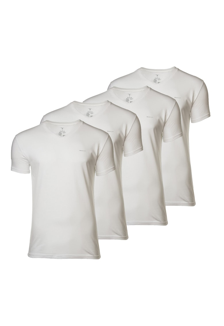 Set de tricouri slim fit de bumbac - 4 perechi - Alb