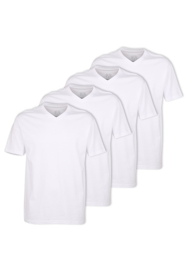 Tricou uni cu decolteu in V - Alb