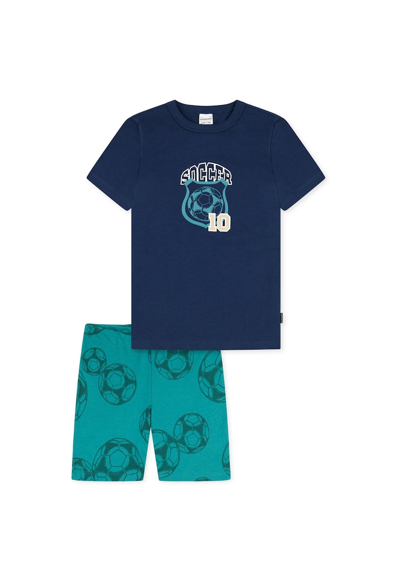Oferte la Pijama cu pantaloni scurti cu imprimeu fotbal - Albastru