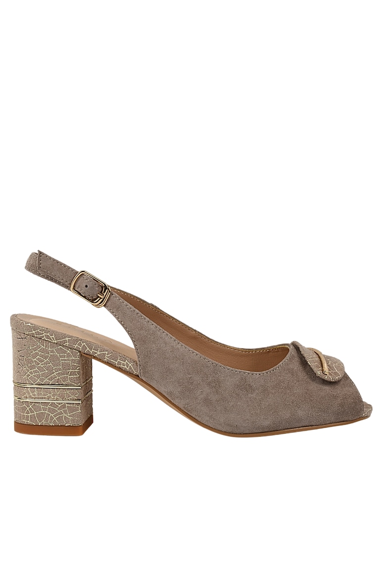 Sandale dama - K360070C bej - piele intoarsa - cu toc - Bej