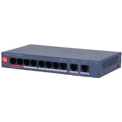 Oferte la Switch Poe Dahua CS4010-8ET2GT-110, 8xPoE, 2xUpLink Gigabit, Long Distance PoE 250m, Watchdog, 5.6Gbps, izolare porturi