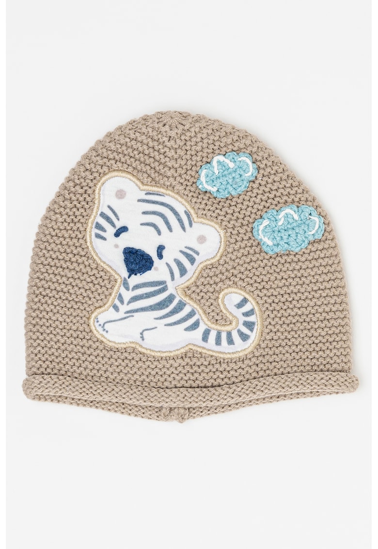 Caciula tricotata cu aplicatii - Maro taupe