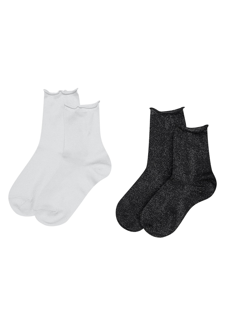 Sosete dama set 2 perechi - alb si negru - lungi - bumbac