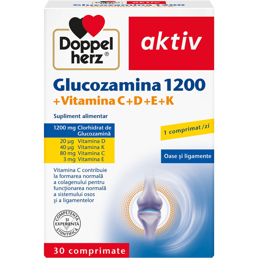 Oferte la Glucozamina 1200 Aktiv + Vitamina C, D, E, K 30cpr