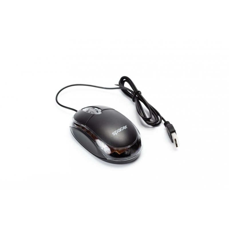Oferte la Mouse OPTIC SPACER,  800DPI, LED albastru, black, USB SPMO-080