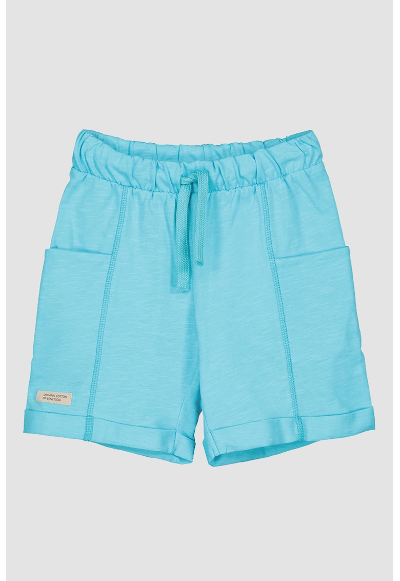 Pantaloni scurti de bumbac cu buzunare laterale - Turcoaz