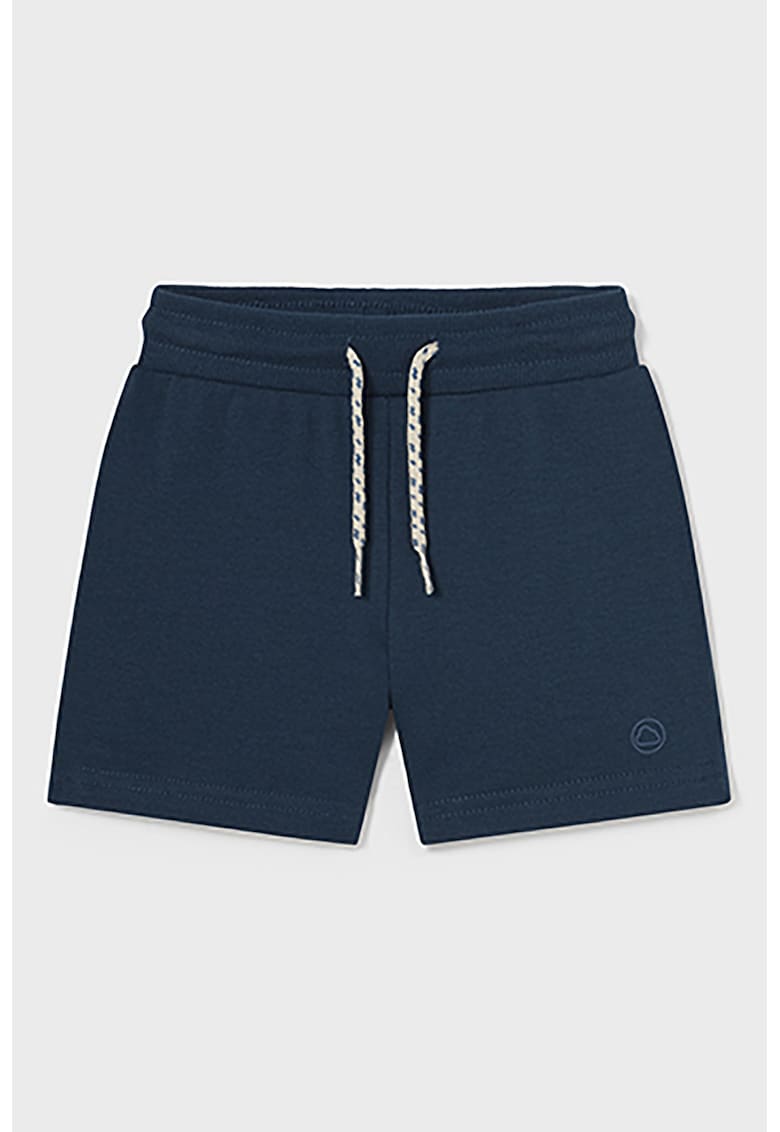 Pantaloni scurti din amestec de bumbac cu snur - Bleumarin