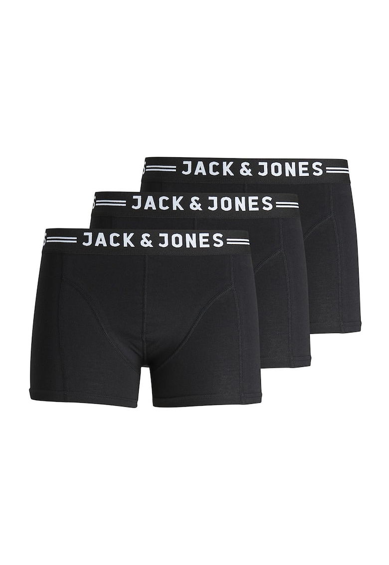 Set de boxeri cu banda logo Sense - 3 perechi - Negru stins