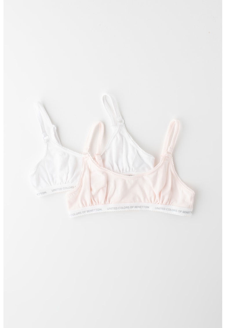 Set de sutiene 2 piese cu bretele ajustabile - Alb/Roz pastel