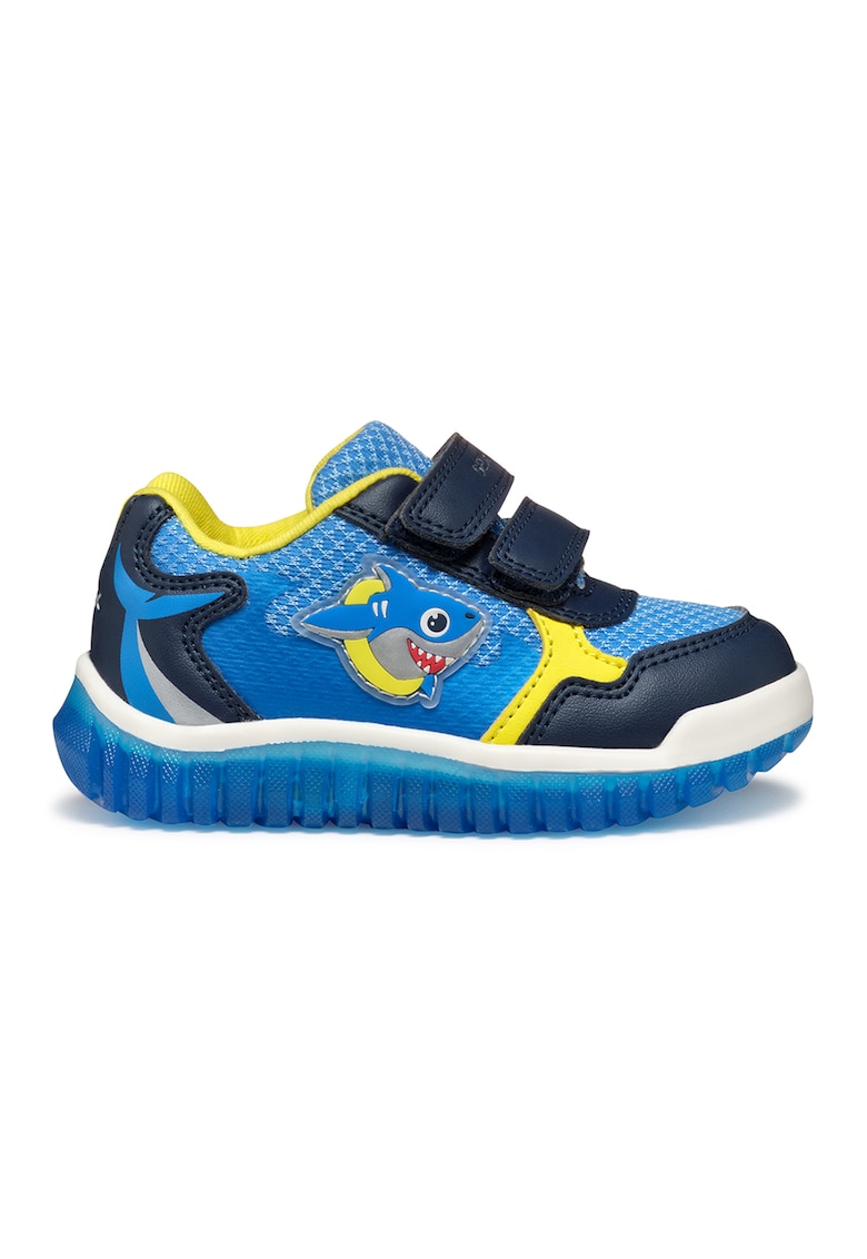 Pantofi sport cu LED-uri si velcro - Turcoaz/Bleumarin