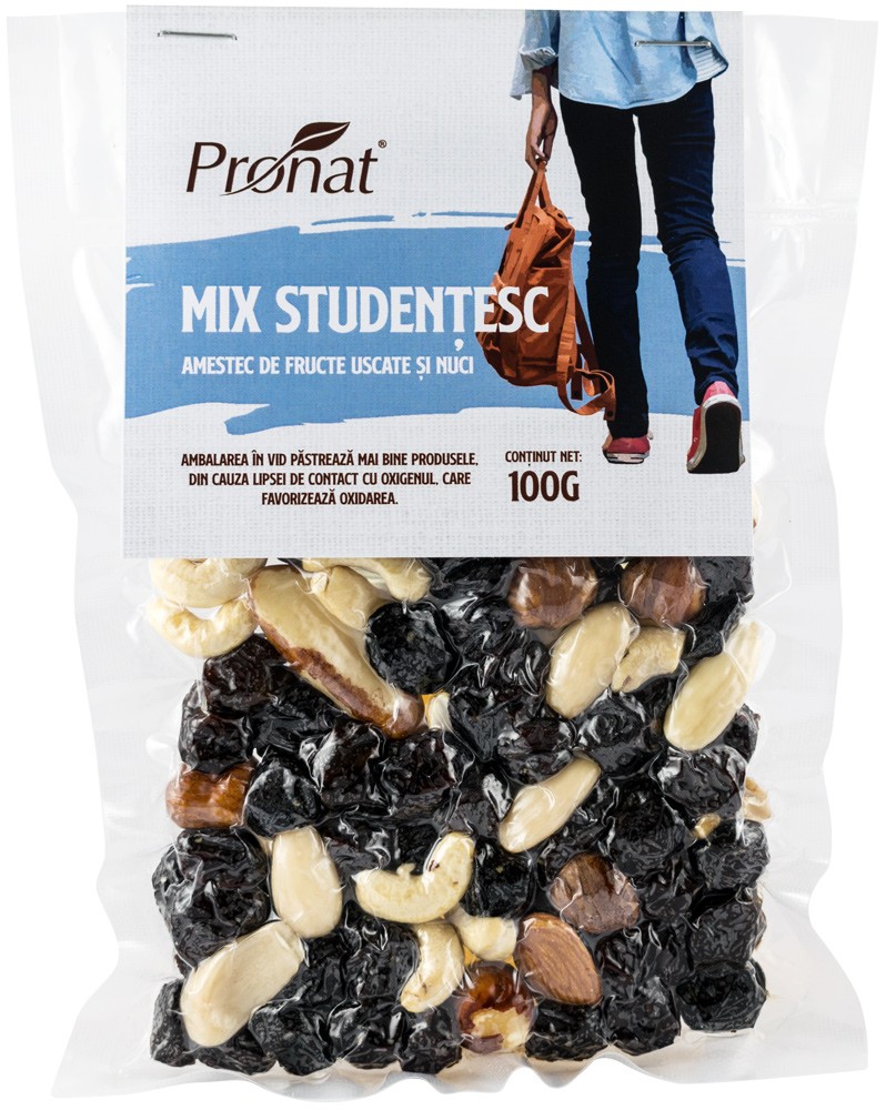 Oferte la Mix Studentesc Amestec de fructe uscate si nuci 100g Pronat