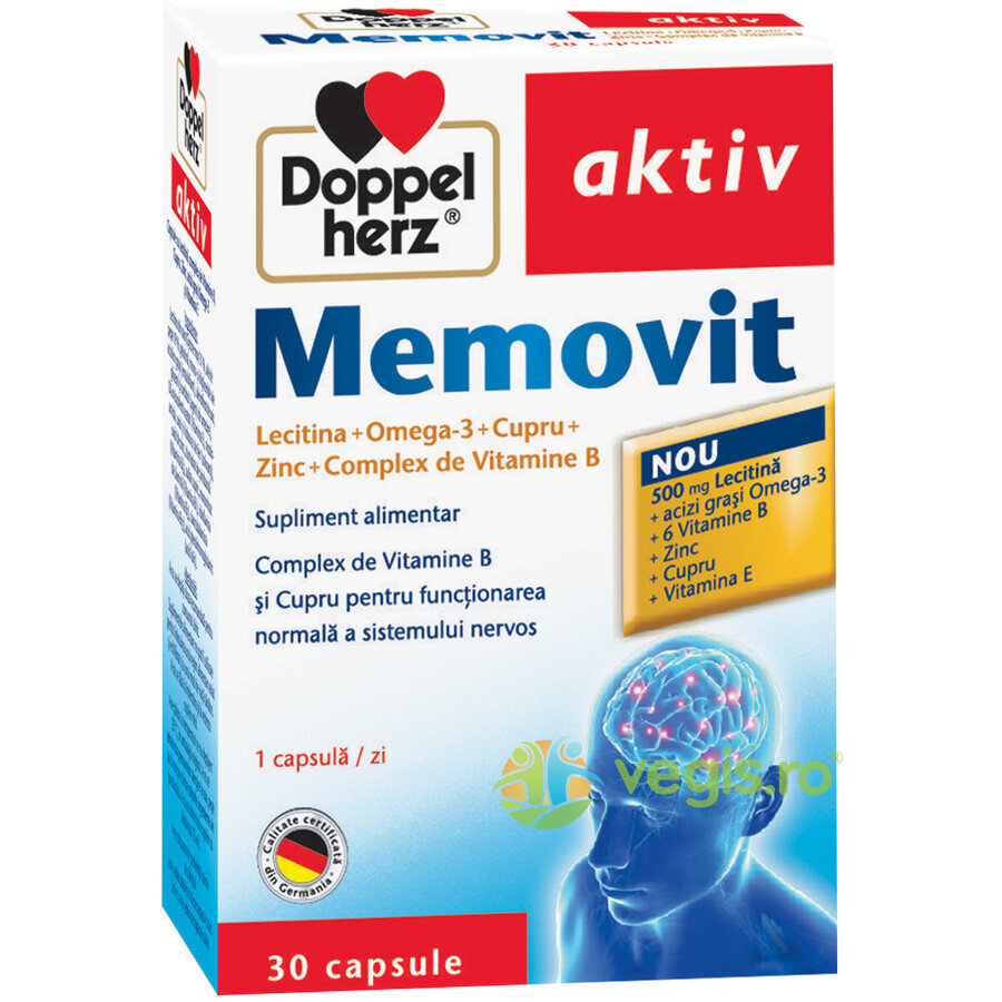 Oferte la Memovit Lecitina + Omega3 + Cupru + Zinc + B Complex Aktiv 30cps