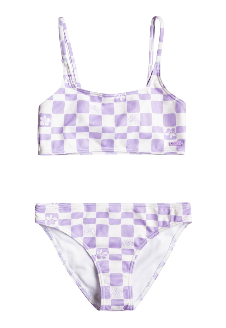 Costum de baie cu model in carouri Magical Waves - 2 piese - Violet