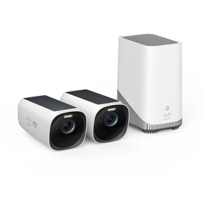 Oferte la Kit Supraveghere Video Cam 3 S330 4K Ultra HD Incarcare Solara BionicMind™ Nightvision Homebase 3 + 2 Camere Video Alb/Negru