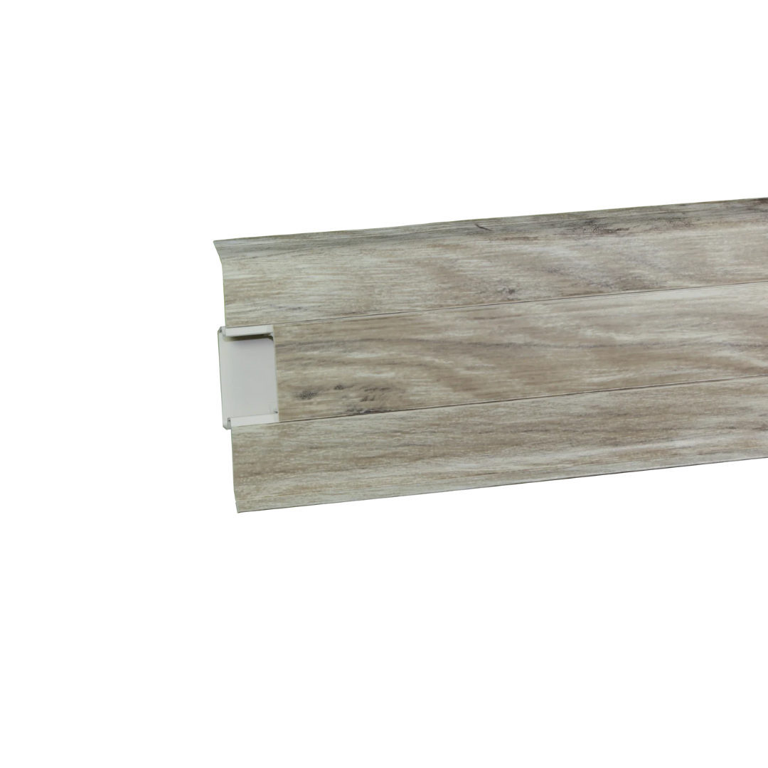 Oferte la Plinta cu canal cablu pentru parchet Korner Siena 80, PVC, stejar Sines 826, canal cablu, 2500 x 23 x 52 mm