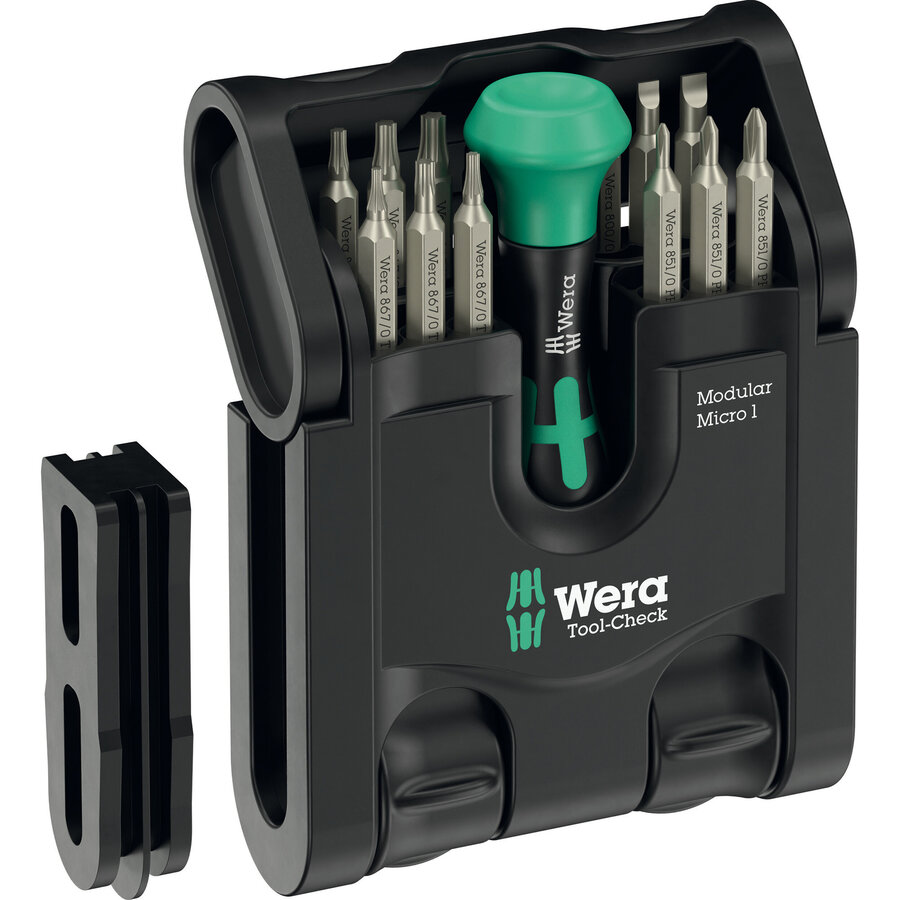 Oferte la Tool-Check Modular Micro 1, bit set black/green, 21-piece, including Kraftform Micro 4mm hand holder