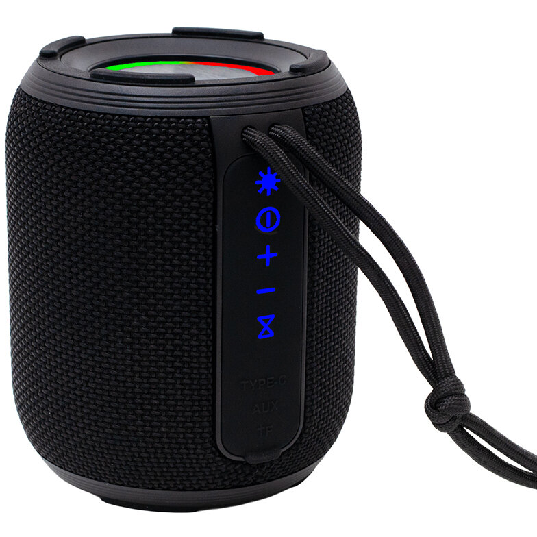 Oferte la Boxa Portabila bluetooth, YOUPI-BK, RMS:  6W, RGB, acumulator 1800mAh, timp de functionare pana la 5 ore, pana la 10m, AUX, FM radio, microSD, incarcare USB Type-C, IPX5, BLACK, SPBS-YOUPI-BK  (timbru verde 0.18 lei)