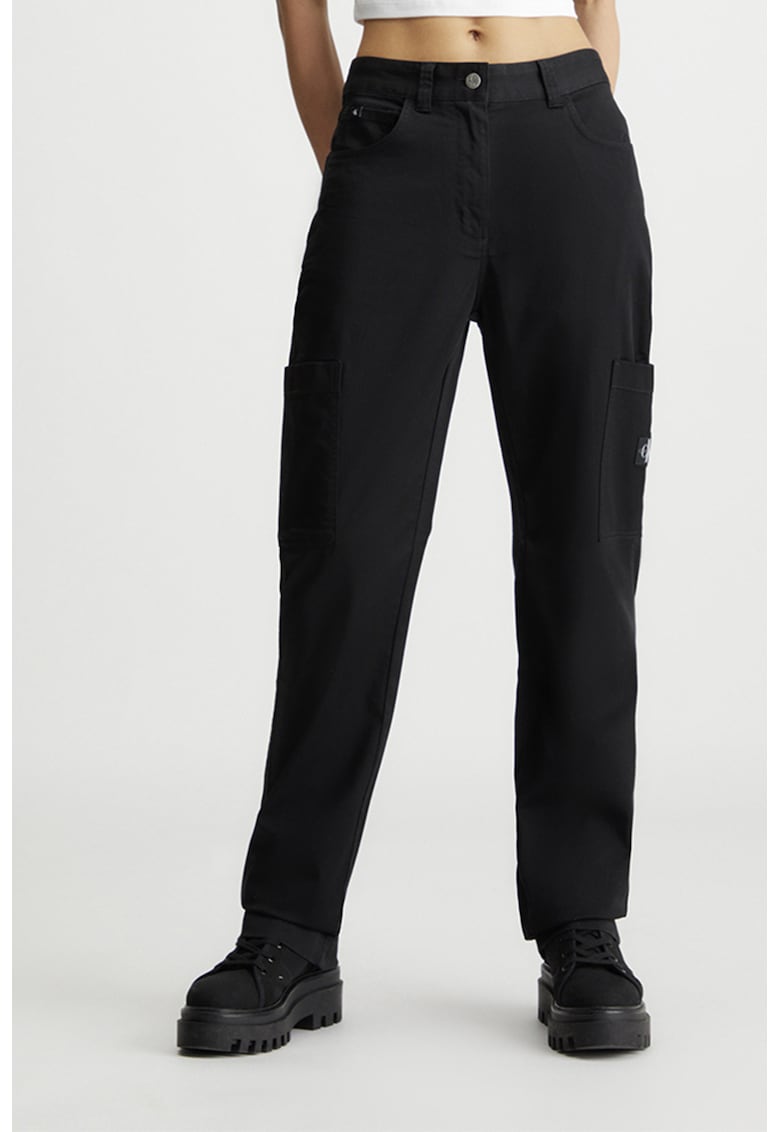 Oferte la Pantaloni drepti cu talie inalta - Negru
