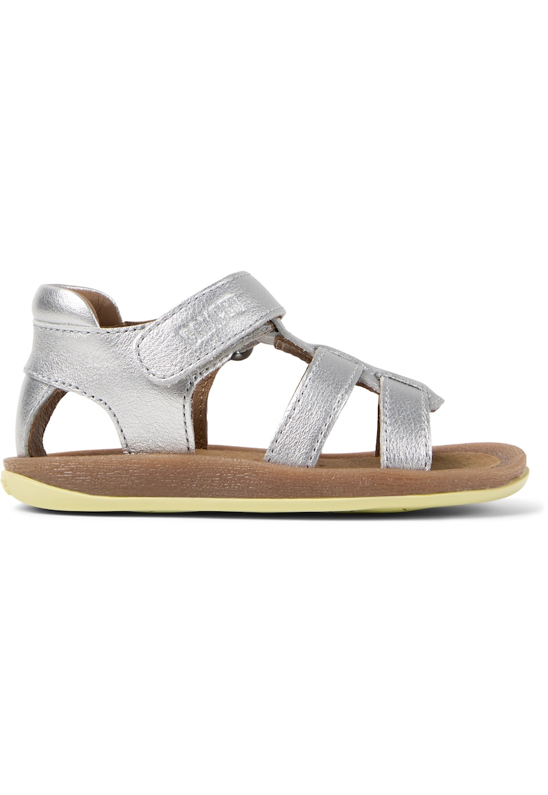 Sandale de piele cu velcro Bicho Bicho - Argintiu