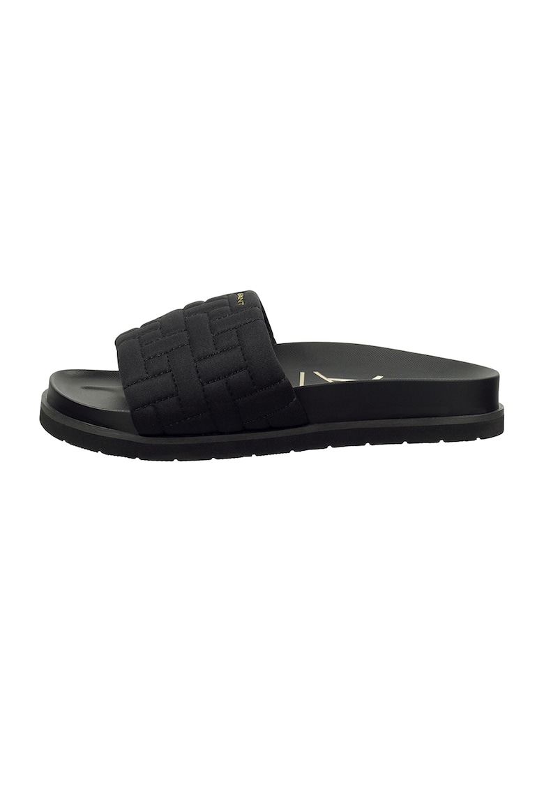 Papuci de piele cu garnituri cusute Mardale - Negru