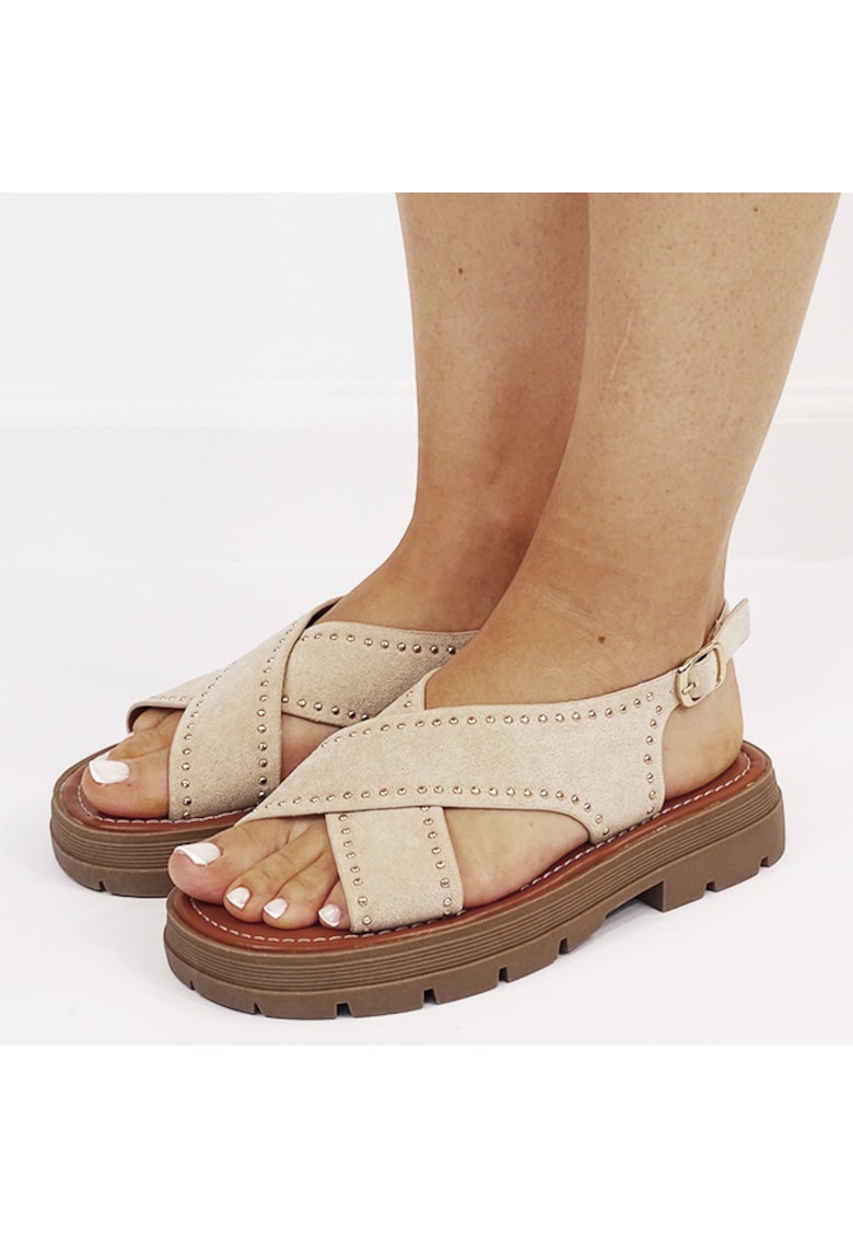 Sandale bej cu talpa groasa MO-22 M12 17610 - Bej