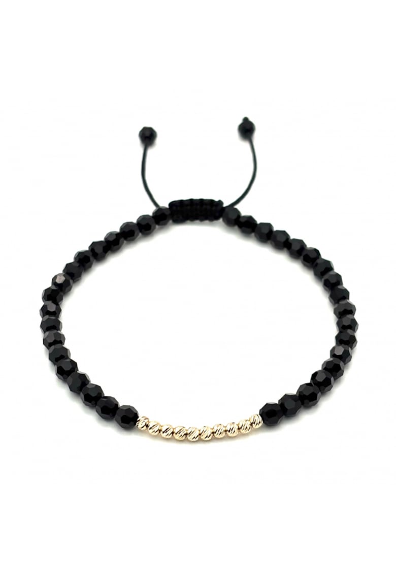 Bratara cu 10 bile din AUR 14K si Cristale Preciosa - reglabila - barbat