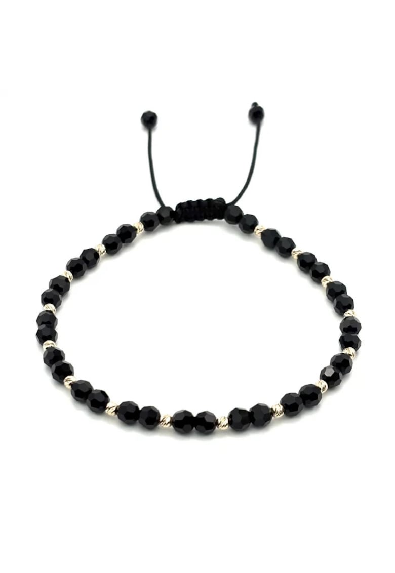 Bratara cu 16 bile din AUR 14K si Cristale Preciosa - reglabila - barbat