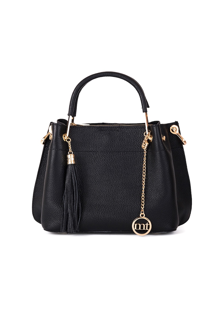 Oferte la Geanta de mana - de piele - cu accesoriu detasabil cu canaf - Negru