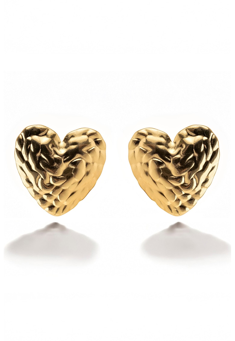 Oferte la Cercei placati cu aur de 18 K si design cu inima - Auriu