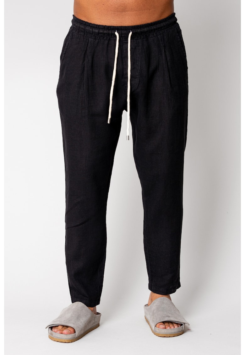 Pantaloni lung din IN cu snur Black I 17020 - Negru
