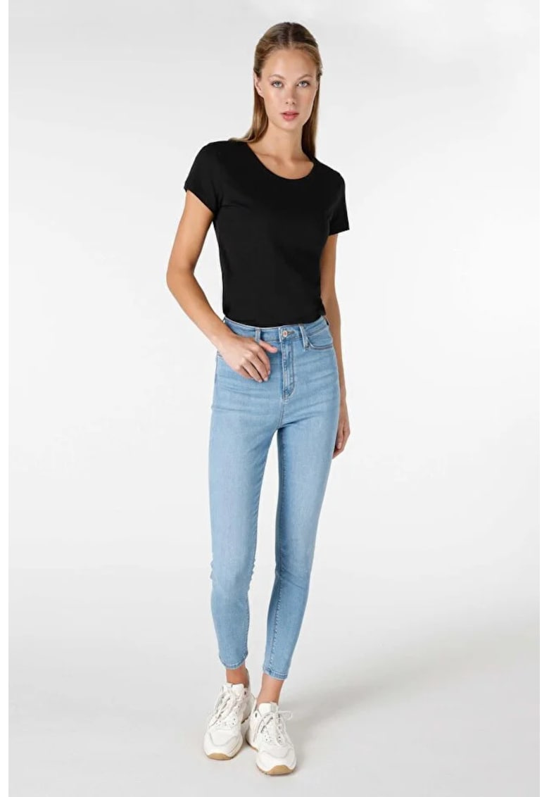 Blugi skinny cu talie inalta - Negru