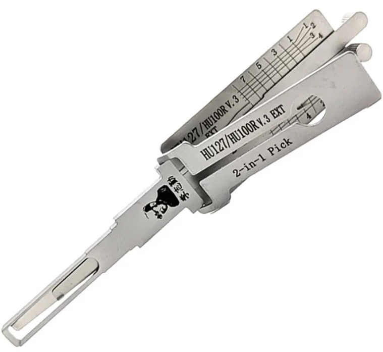 Oferte la Decodor auto Lishi HU100R HU127 2 in 1 pick pentru chei BMW F Series, lama HU100R 8 cut, contact usa portbagaj, Twin Lifter