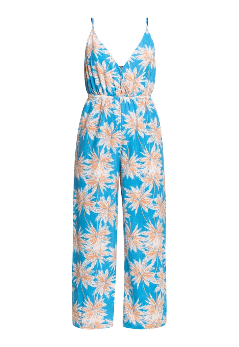 Salopeta lunga cu decolteu in V Never Ending - Albastru azur/Bej deschis