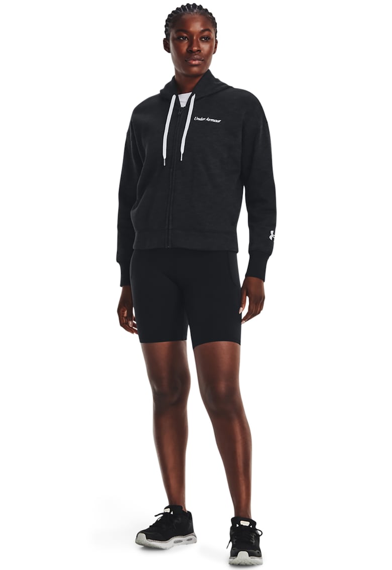 Hanorac cu fermoar si logo brodat pentru antrenament Essential Script - Negru stins