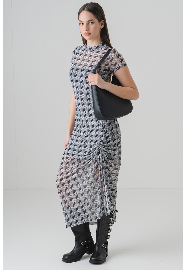 Oferte la Rochie asimetrica cu imprimeu - Alb murdar/Gri inchis/Transparent