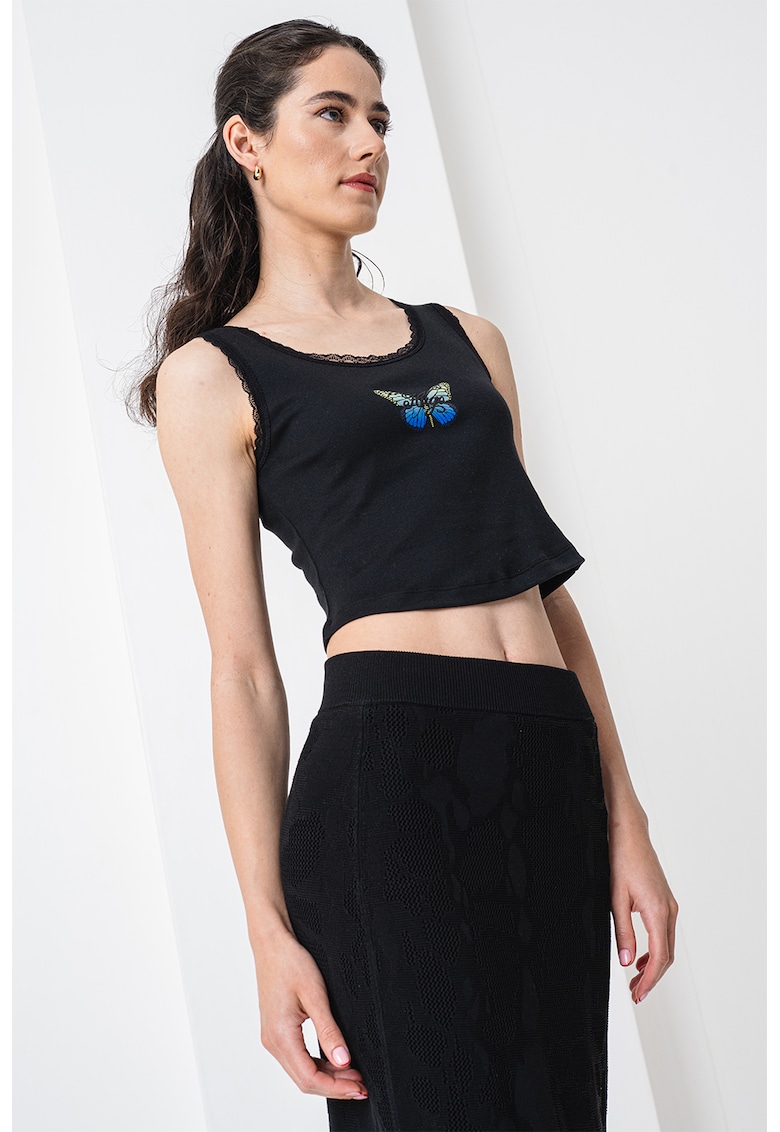 Oferte la Top crop cu imprimeu Delarina - Negru