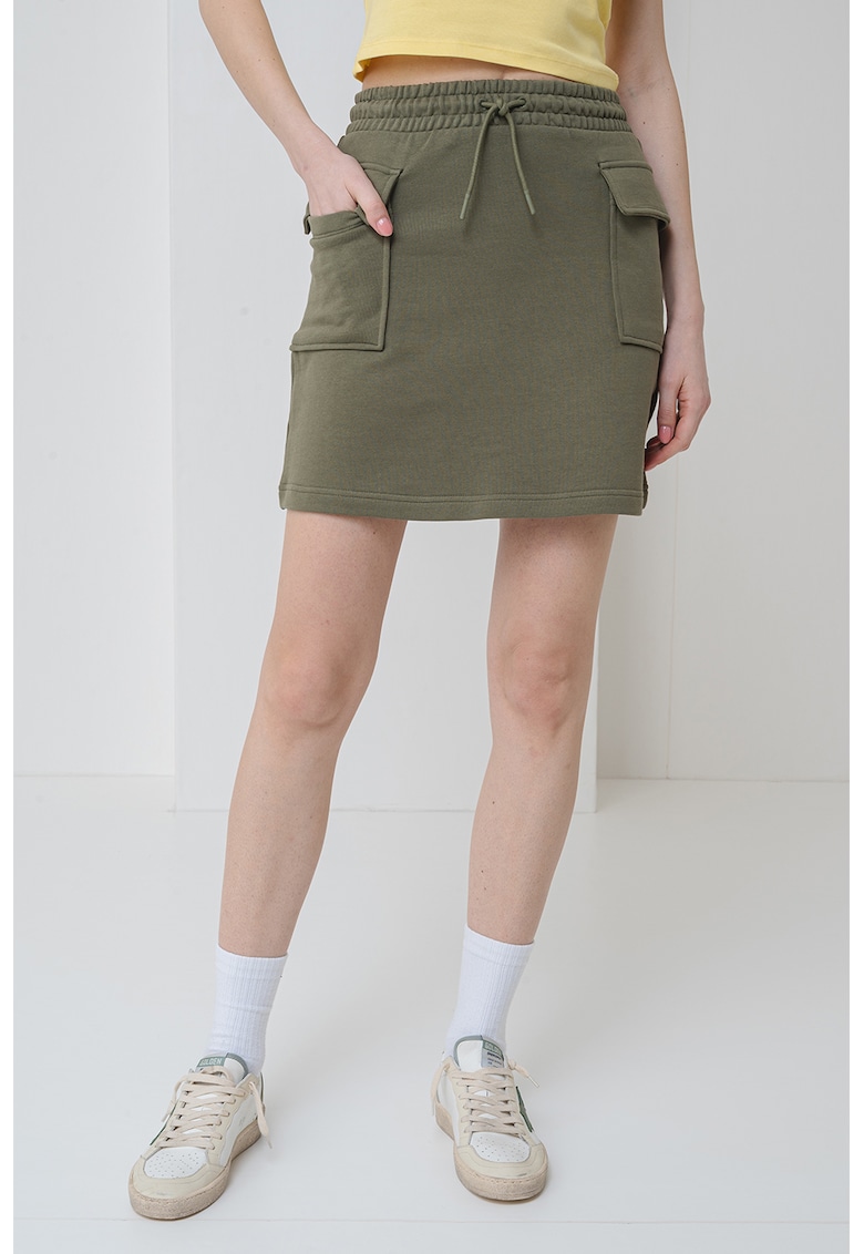 Oferte la Fusta mini cu buzunare cu clapa - Verde sparanghel