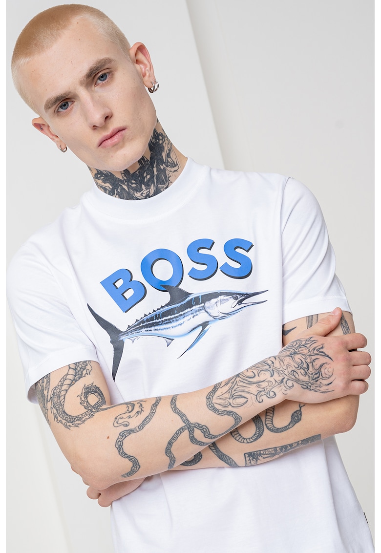 Oferte la Tricou slim fit cu imprimeu - Alb optic/Albastru